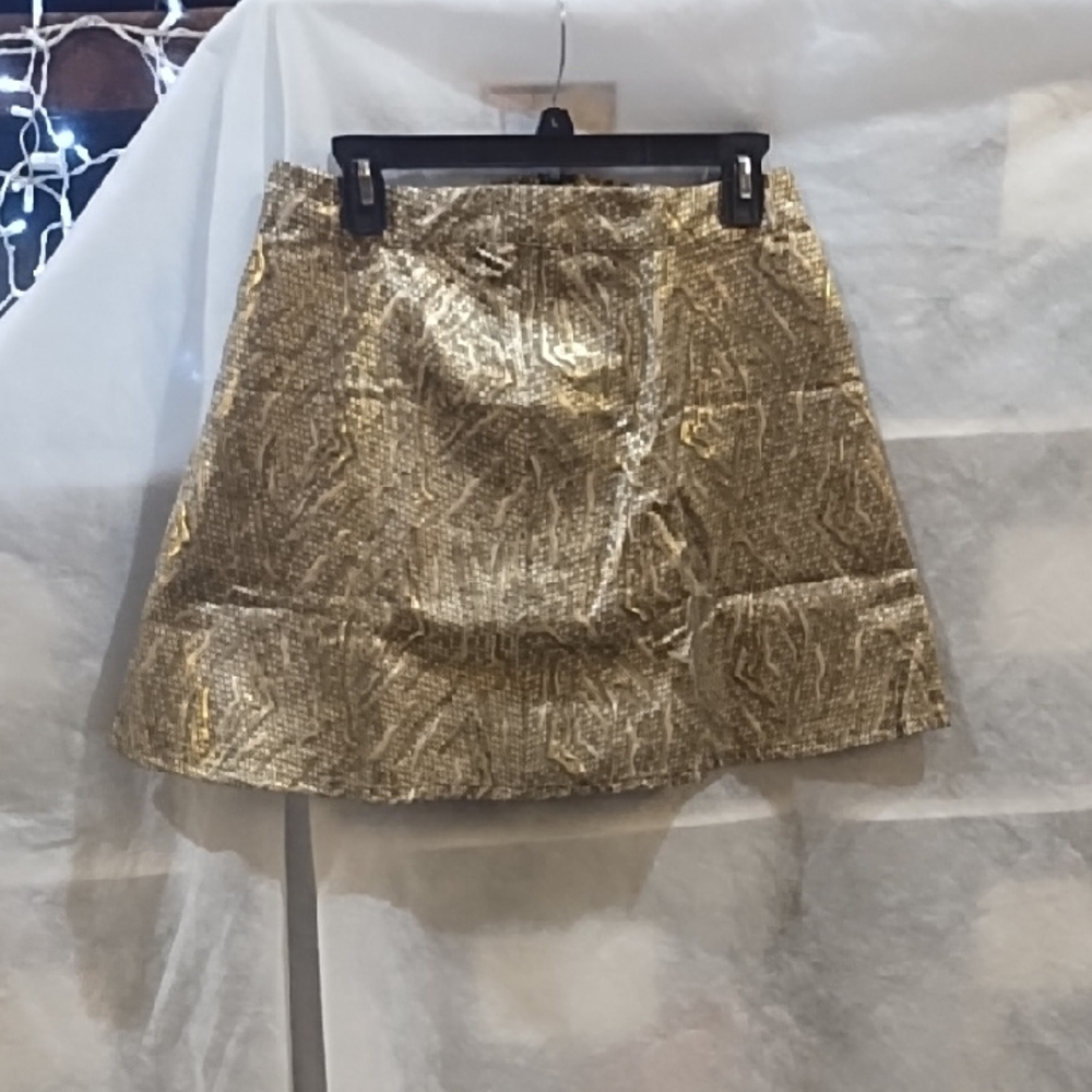 Moon Collection Gold Textured Mini Skirt